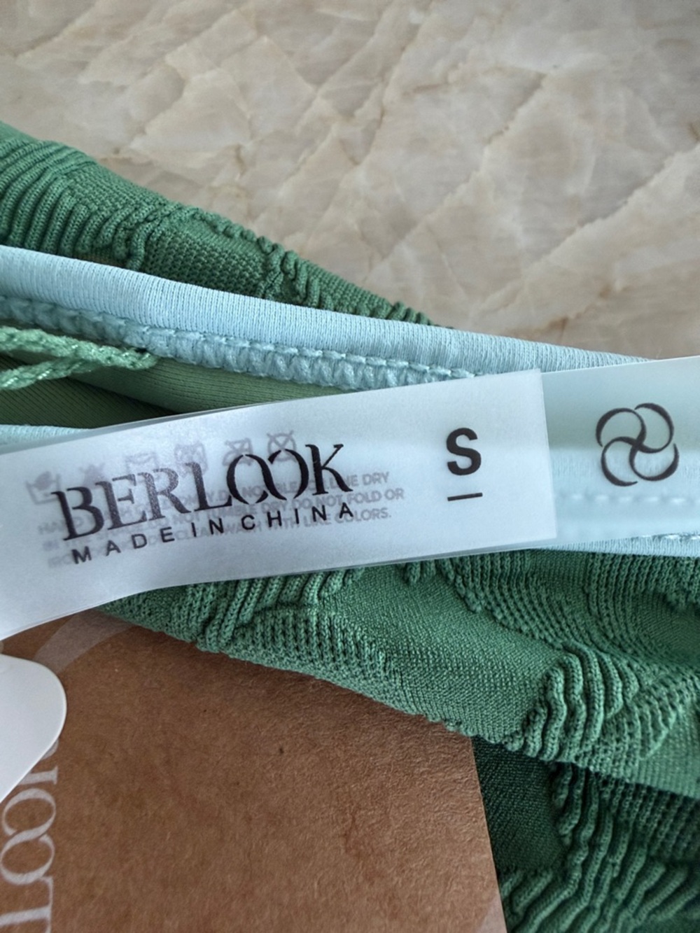 Berlook Bikini Set Small Dark Green Jacquard X Cross Bikini Top NEW - Picture 5 of 9